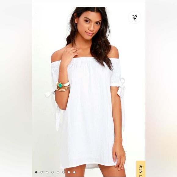 NWT Lulus Al Fresco Evenings Ivory Off-the-Shoulder Dress XS Bride Wedding Bach - Picture 1 of 5